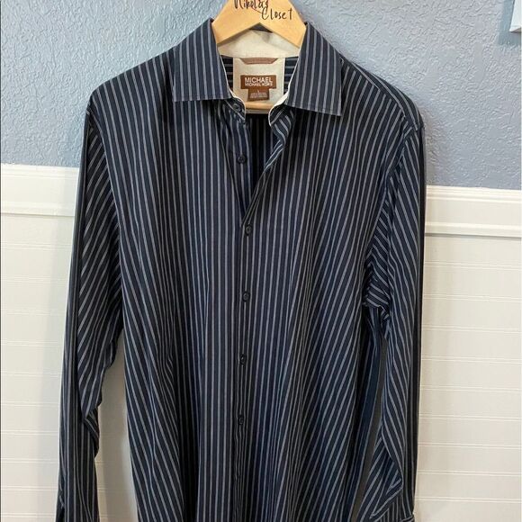 Michael Michael Kors Navy Striped Button Down - Picture 1 of 6